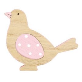 Dřevěný ptáček na postavení - růžový