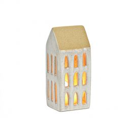 Keramický svícen domeček - bílý, 6x15x6cm