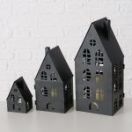 Kovová lucerna - černý domeček, 3 velikosti