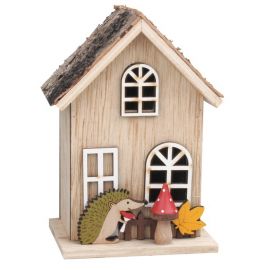 Dřevěný domeček s ježečkem 9 x 7 x 12,5 cm