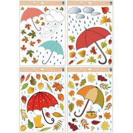 Okenní fólie podzimní deštníky 35 x 50 cm