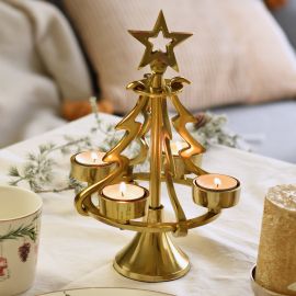 Zlatý svícen na 4 čajové svíčky - vánoční stromeček