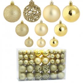 Velký set zlatých vánočních baněk na stromeček - 100 ks