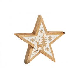 Vánoční hvězda z mangového dřeva - 20x20x4cm