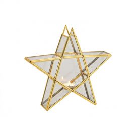 Skleněná lucerna na čajovou svíčku - hvězda, 29x28x7 cm