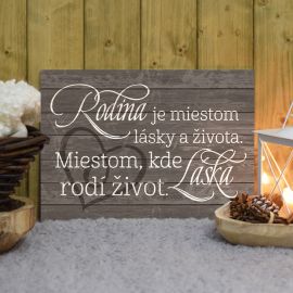 Cedulka - Rodina je místo ... - tmavá - Slovenská verze