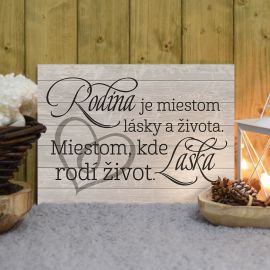 Cedulka - Rodina je místo ... - bílá - Slovenská verze