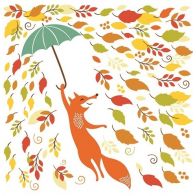 Samolepka na sklo - Liška s deštníkem