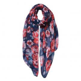 Šátek Amanda - modrý s květy