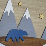 Dětský emblém se jménem: Medvěd a hory