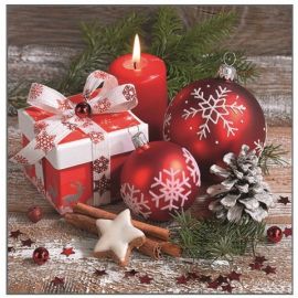 Vánoční ubrousky - Baňky a dárek