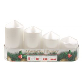 Adventní svíce válec bílá LAK, postupka 50, 75, 90, 105 x 60 mm, 4 ks