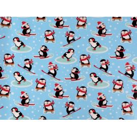 Balicí papír dětský / vánoční 0,7x2 m modrá-tučňák