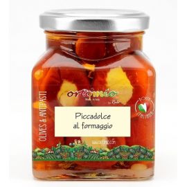 Ortomio ,,Piccadolce'' cherry papričky plněné krémem Pecorino, 314 ml