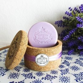 LEVANDULE - 2 ks přírodního kulatého mýdla v korkové krabičce, 2x50g
