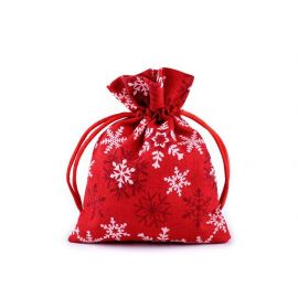 Dárkový vánoční pytlík - červený s vločkou