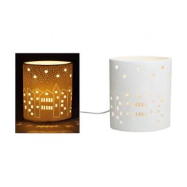 Stolní lampa z porcelánu- městečko