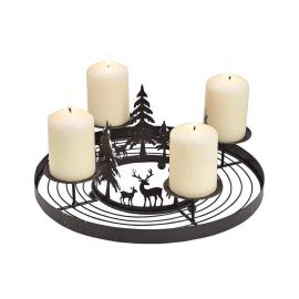 Kovový adventní věnec - lesní motiv