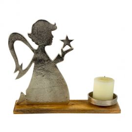 Anděl na dřevěném stojanu - na čajovou svíčku