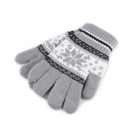 Dětské pletené rukavice norský vzor - šedé