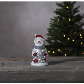 LED dekorace- Sněhulák s červenou čepičkou