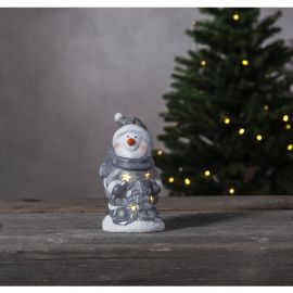 LED dekorace- sněhulák s šedou čepičkou