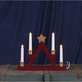 Svícen - Wood Star - červený