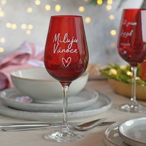 Vánoční sklenice na víno - Miluju Vánoce