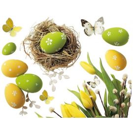 Velikonoční okenní fólie - Hnízdo s vajíčkem