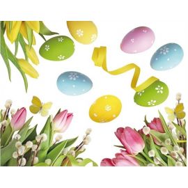 Velikonoční okenní fólie - Vajíčko s tulipány