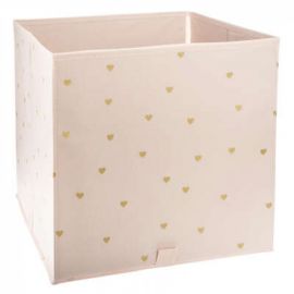 Dětský úložný box - růžový se srdíčky
