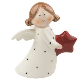 Anděl porcelánový s hvězdou - 10 cm