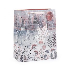Dárková taška vánoční s glitry - růžová