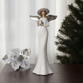 Dekorační anděl s kloboukem - 14,5x7,5x29,5cm
