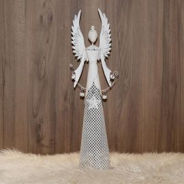 Kovový anděl - bílý - 54cm