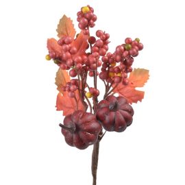 Podzimní větvička s dýněmi - vínová