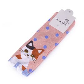 Dívčí ponožky kočka - růžové