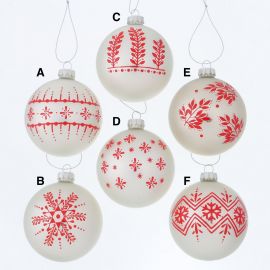 Vánoční baňka s červenými motivy - 6 druhů