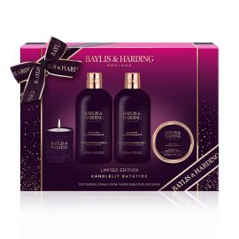 Baylis & Harding Sada se svíčkou a péčí o tělo 4ks - Fík & granátové jablko