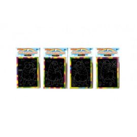 Škrabací mini obrázek duhový 8,5x12cm 4 druhy v sáčku 36ks v boxu