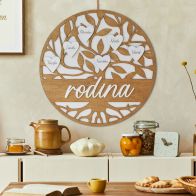 Rodina - strom se srdíčky (přírodní hnědá)