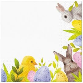Papírové ubrousky - zajíčci, vajíčka, kuřátko