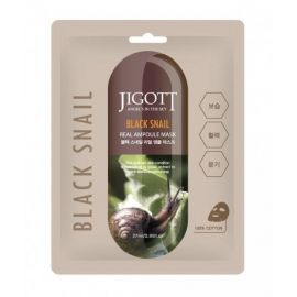 Jigott Black Snail Real Ampoule Mask Omlazující pleťová maska, 27ml