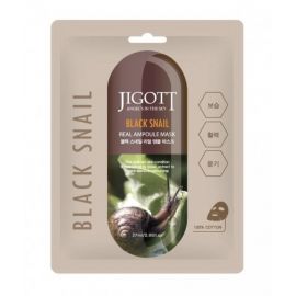 Jigott Black Snail Real Ampoule Mask Omlazující pleťová maska, 27ml