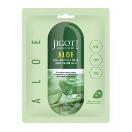 Jigott Aloe Real Ampoule Mask Zklidňující pleťová maska, 27ml