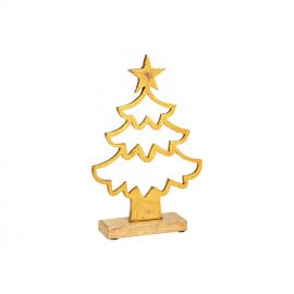Dřevěný vánoční stromeček - zlatý