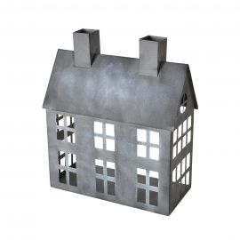 Kovová lucerna - šedý domeček, velký