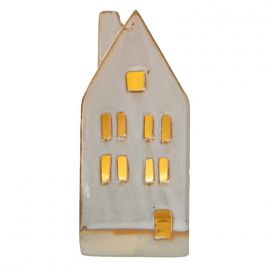 Clayre & Eef porcelánový svícen - domeček, 15 cm