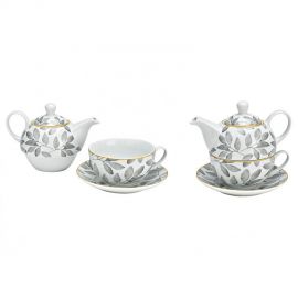 Čajový set z porcelánu s lístky