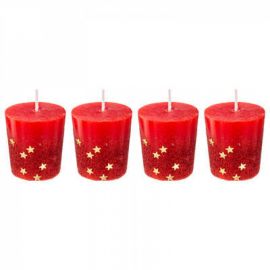 Votivní svíčky - červené, 5cm - 4 kusy